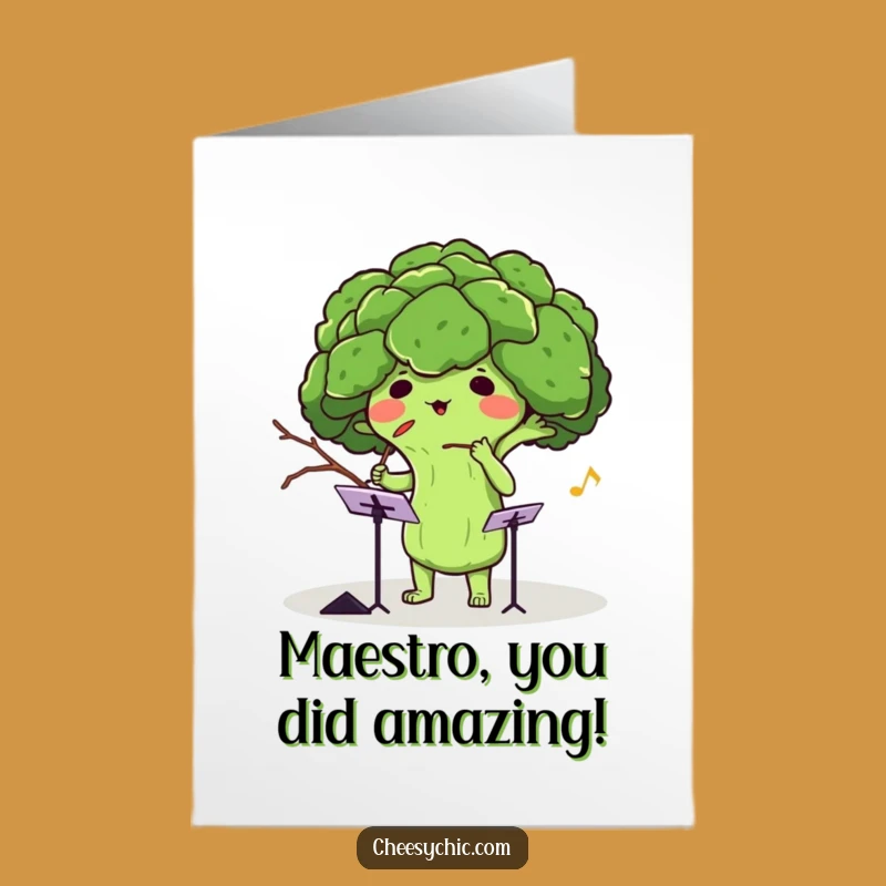 Free Printable Funny Broccoli Congrats Card - Conducting Success Downloadable Celebration