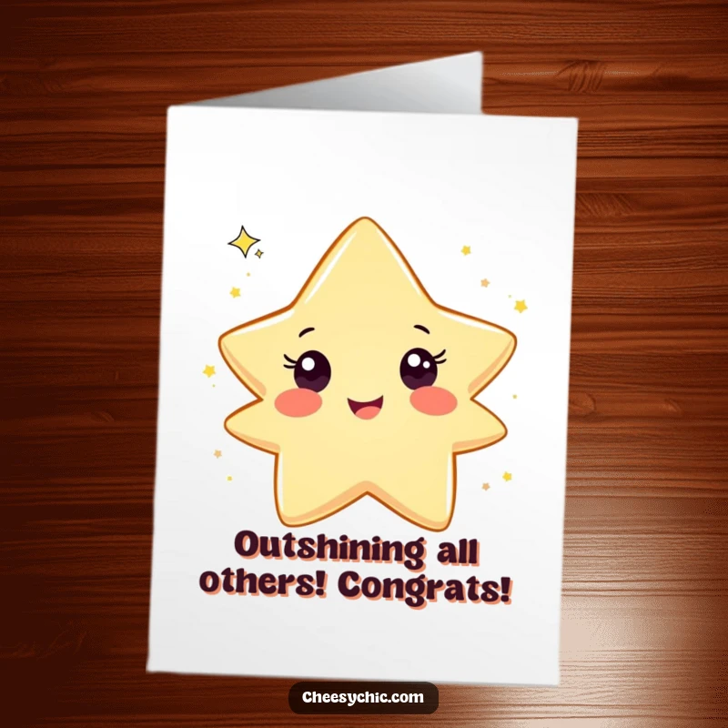 Funny Free Printable Congratulations Card: Joyful star character celebrating with a shower of glittering confetti for any occasion.