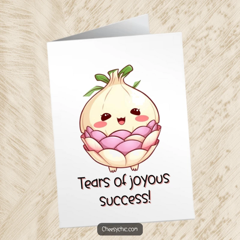Funny Free Printable Congratulations Card showing an onion with peeling layers in disbelief, great for any congratulatory moment.