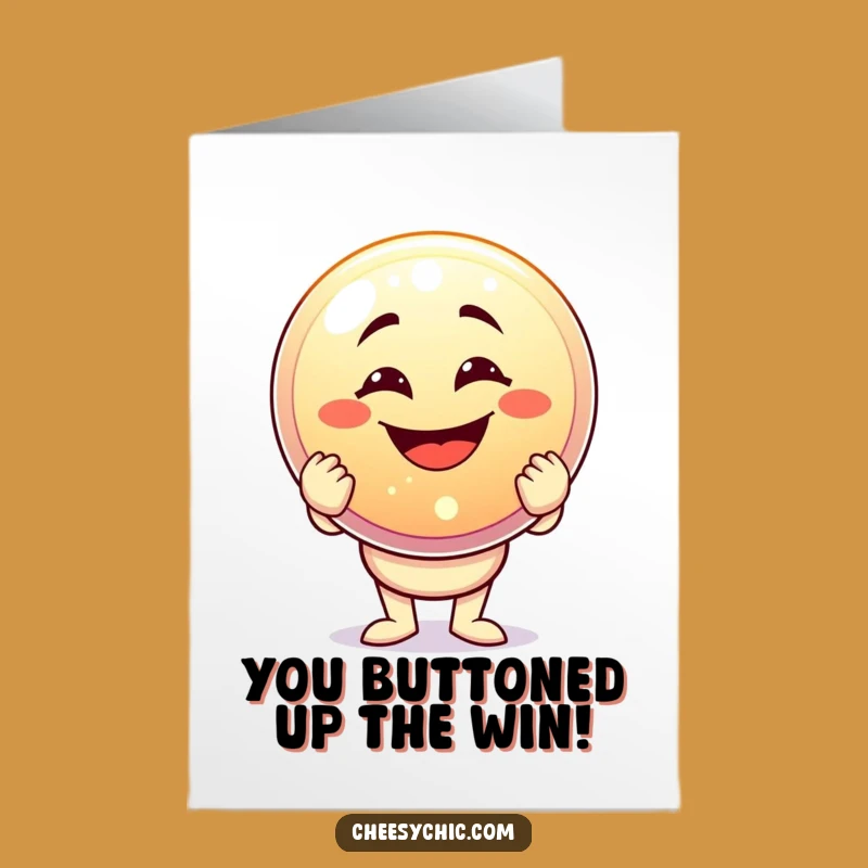 Free Printable Congrats Card: Funny Button Holder Character Downloadable Gift