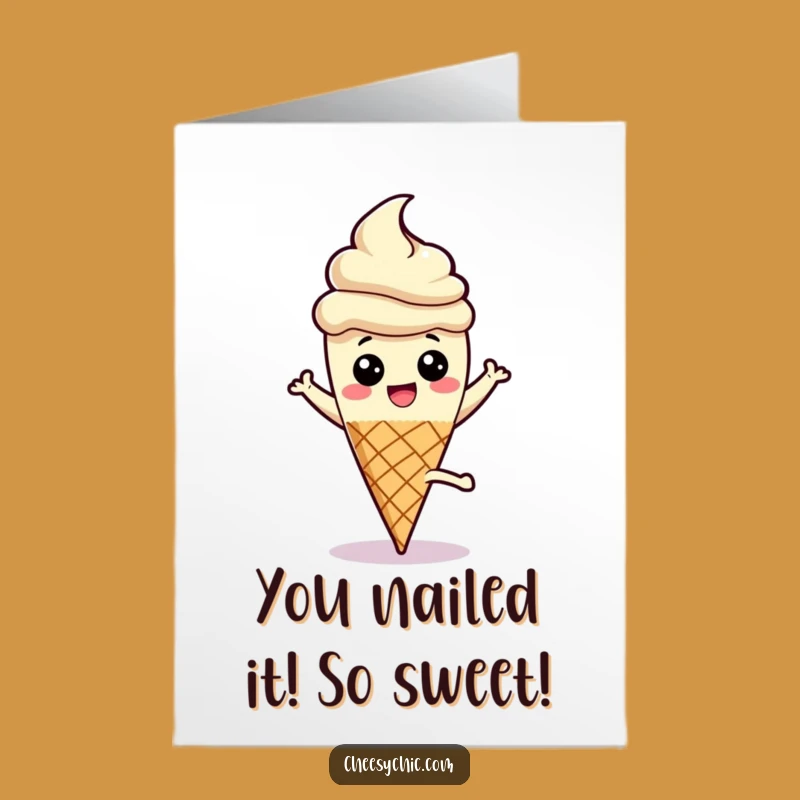 Free Printable Ice Cream Congratulations Card: Funny Cartwheel Downloadable for Sweet Wins