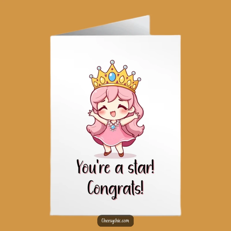 Free Printable Congrats Card: Tiara Character's Dance - Joyful Downloadable