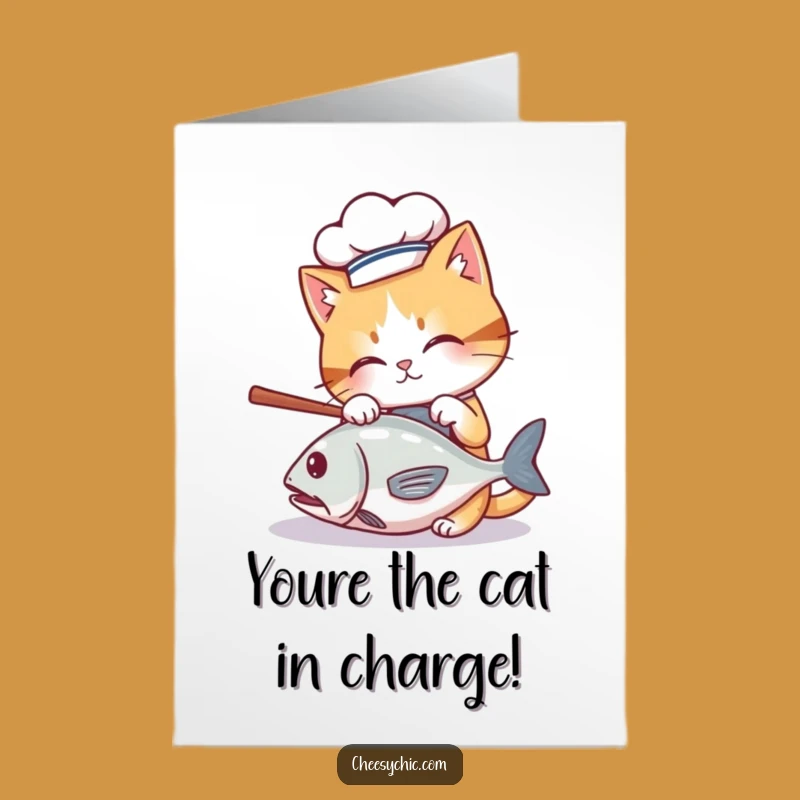 Free Printable Congrats Card: Chef Cat's Catch, Downloadable Gift
