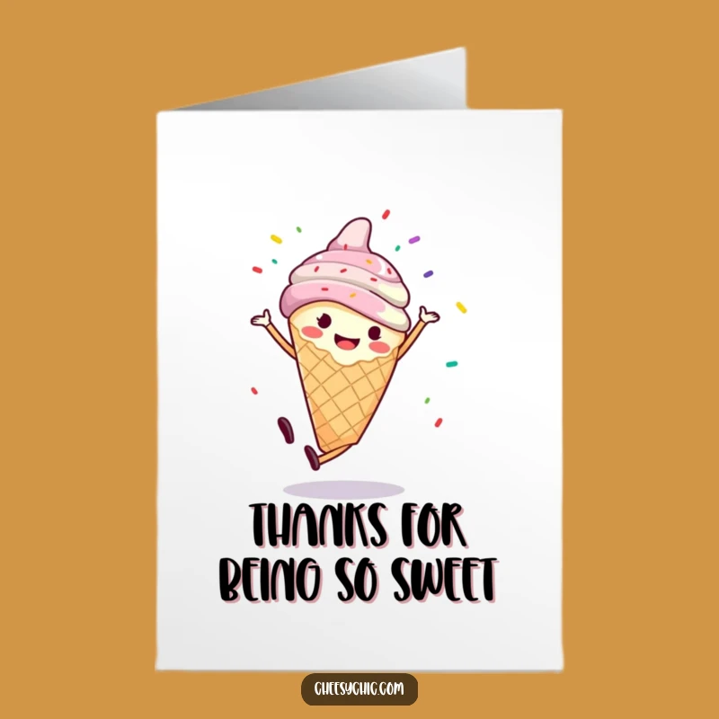 Free Printable Thank You Card: Cartwheeling Ice Cream Cone - Sweet Thanks! Print at Home