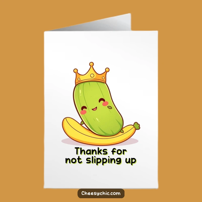 Free Printable Thank You Card: Funny Slipping Pickle Expressing Gratitude - Easy Print at Home