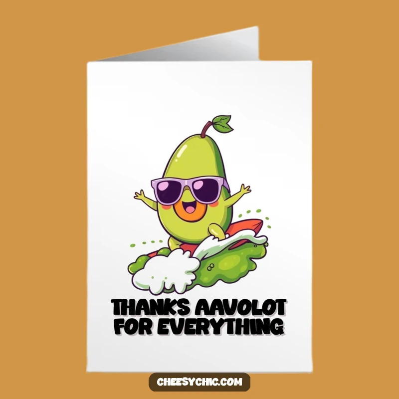 Cool Free Printable Thank You Card: Surfing Avocado LOL Downloadable Gift