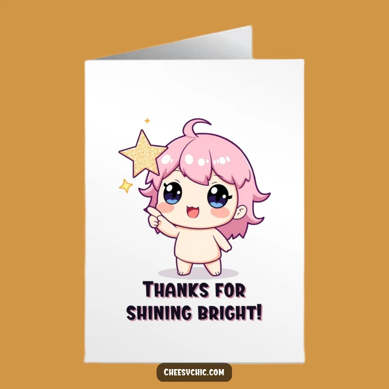 Free Printable Thank You Card: Funny Star Pointer Character Downloadable Gift