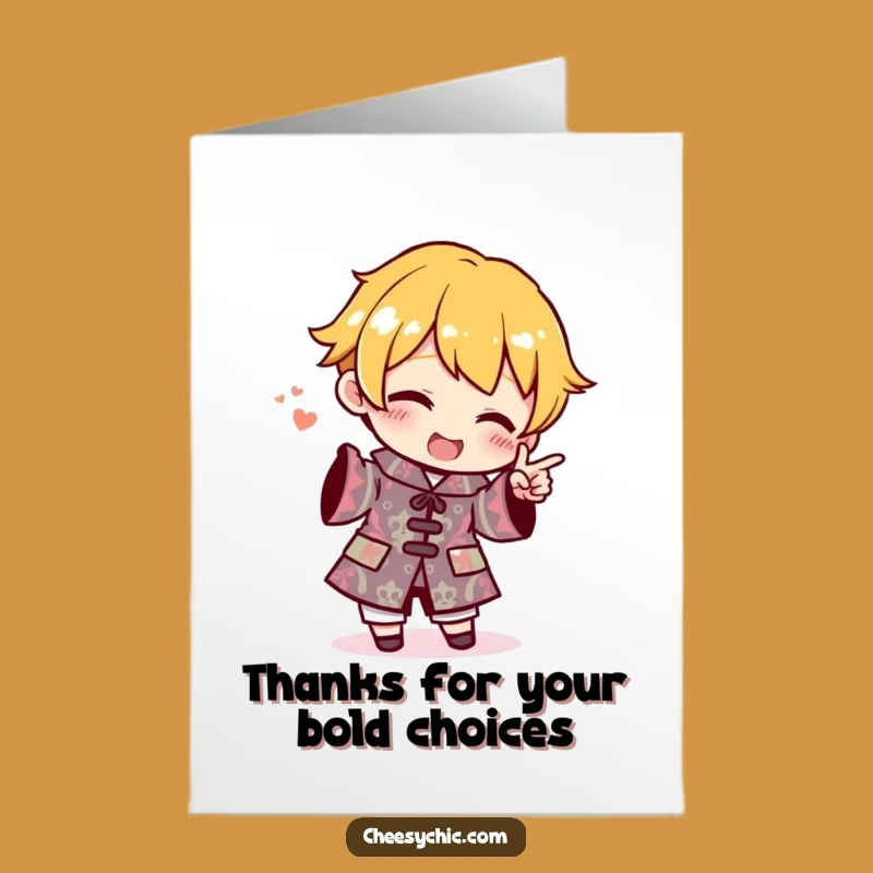 Free Printable Thank You Card: Bold Outfit, Funny Character, Downloadable