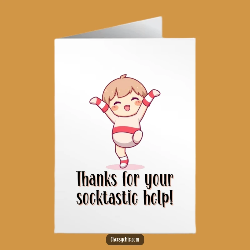 Quirky Free Printable Thank You Card: Mismatched Socks Cartwheel, Print Now