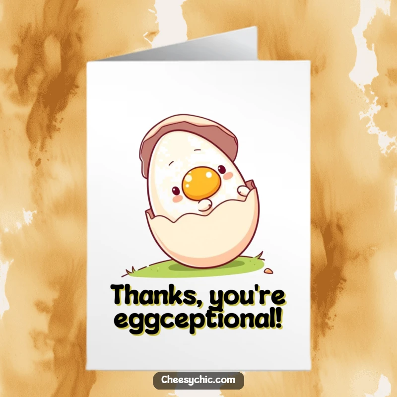 Funny Free Printable thank you card: A charming anthropomorphic egg rolling downhill, showing gratitude for support.
