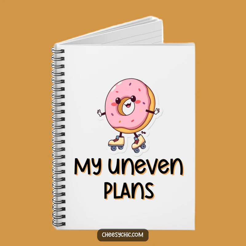 Funny Donut Roller Skates Notebook - Journal with Wobbly Charm Cover