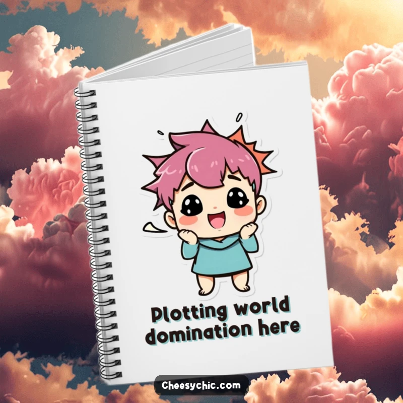 Funny notebook cover with a small, stylized character making a striking funny face, enhanced by a dynamic speech bubble of hilarious commentary.