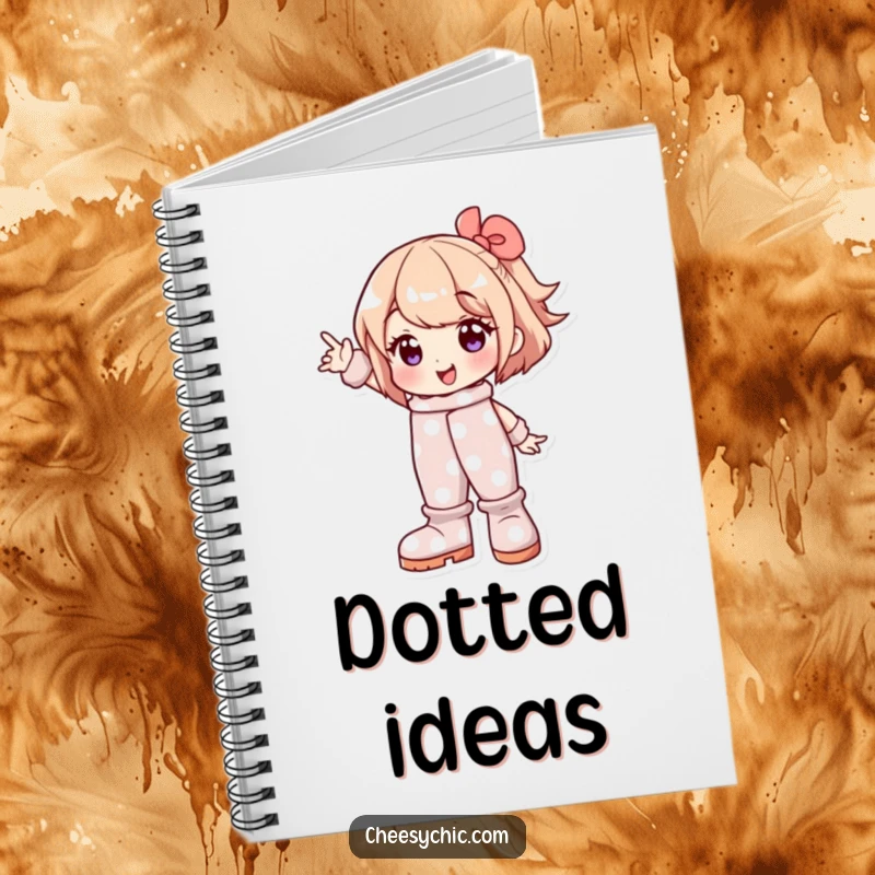 Funny notebook with a character in polka dot boots striking a pose, inspiring creativity and humor for note-taking.