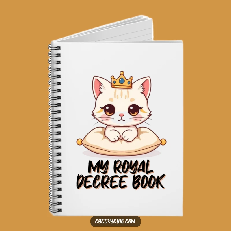 Funny Regal Cat Crown Notebook - Journal Your Royal Decrees with Feline Flair