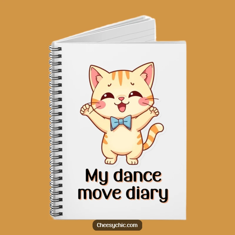 Funny Dancing Cat Bow Tie Notebook - Journal Your Grooves with Feline Fun