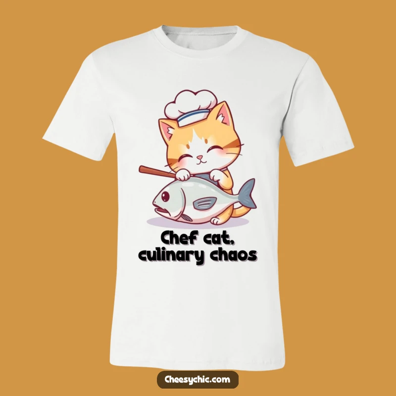 Funny Chef Cat T-Shirt - Adorable Culinary Cat Tee for Food Lovers