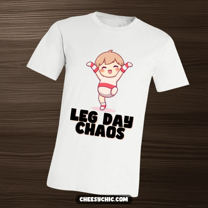 Funny T-Shirt: Character in mismatched socks, gleefully doing a cartwheel, a celebration of playful energy.