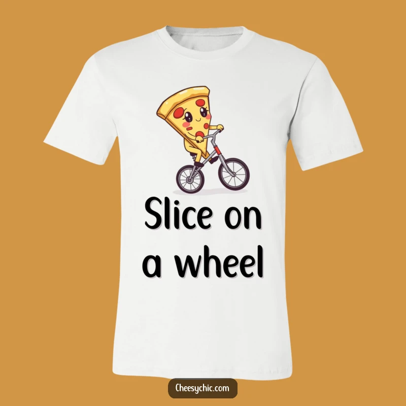 Funny Pizza Unicycle T-Shirt - Adorable Slice Cartoon Tee