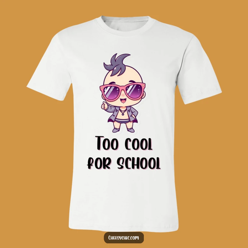 Funny Fashion Tee: Sparkly Sunglasses Character, Confident Pose - Hilarious Cool Gift
