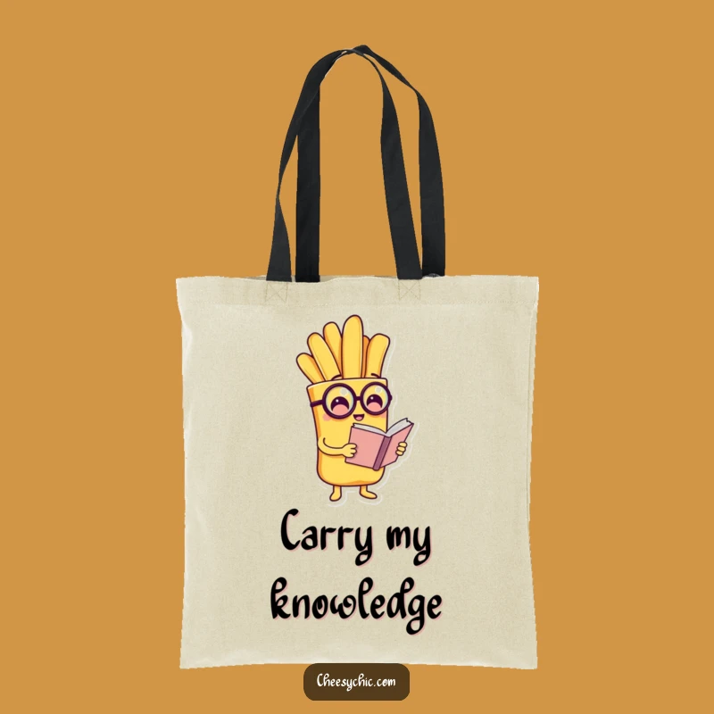 Funny French Fry Monocle Tote Bag: Carry Your Books and Snacks with This Hilarious Bag