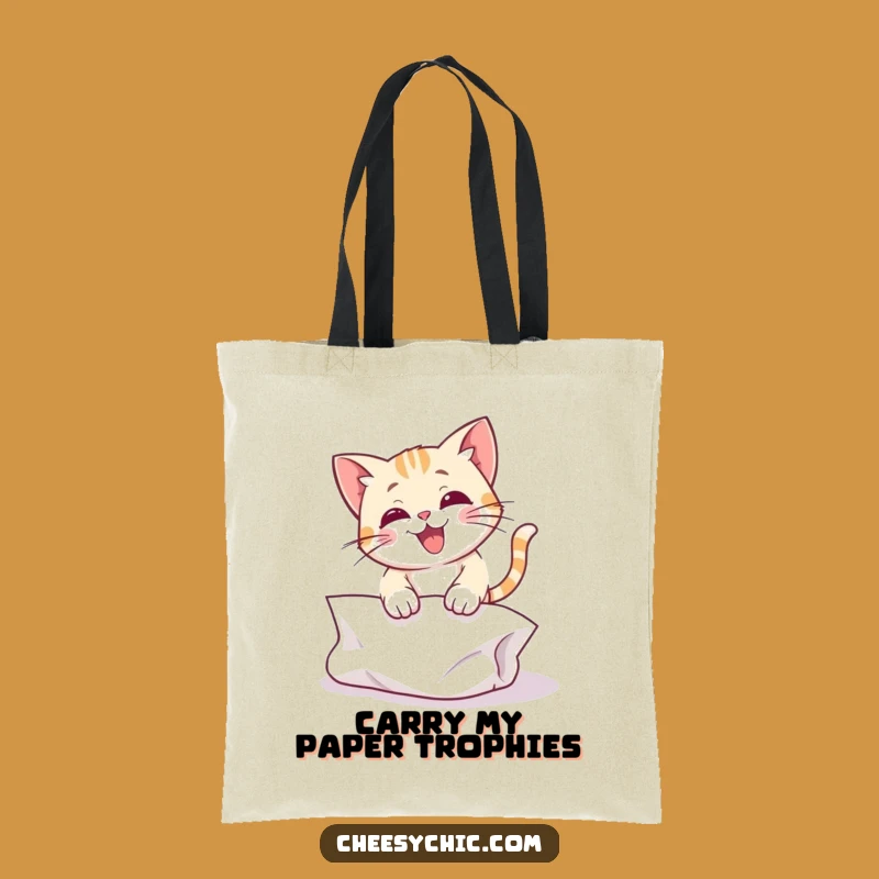 Funny Cat Pouncing Paper Tote Bag - Whimsical Cat Accessory for Everyday Errands