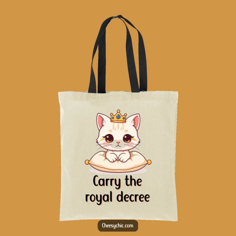 Funny Regal Cat Crown Tote Bag - Whimsical Royal Accessory for Elegant Errands