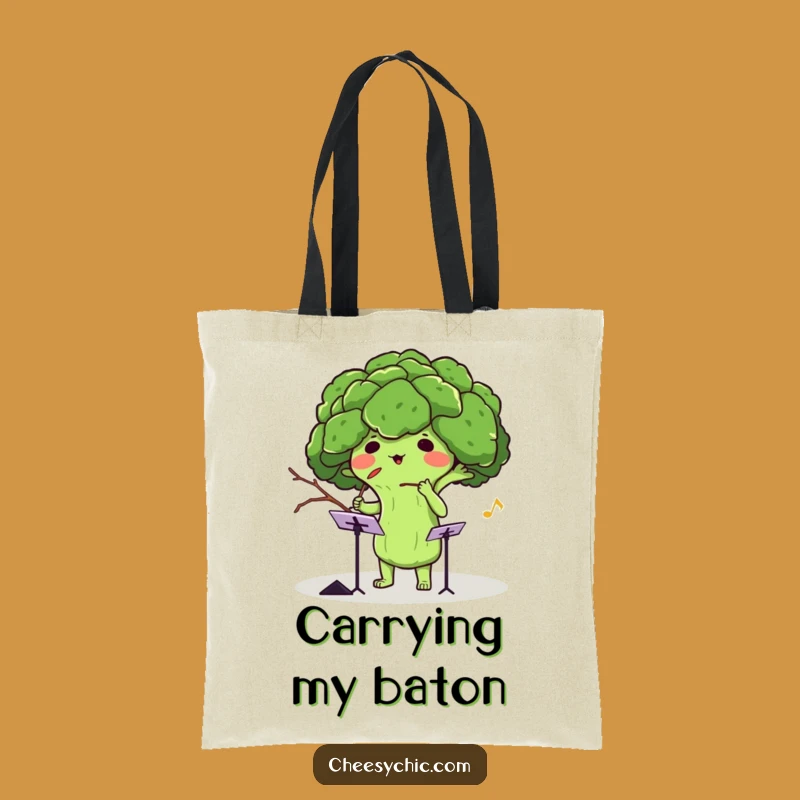 Funny Broccoli Conductor Tote Bag: Carry Your Essentials with This Hilarious Musical Veggie