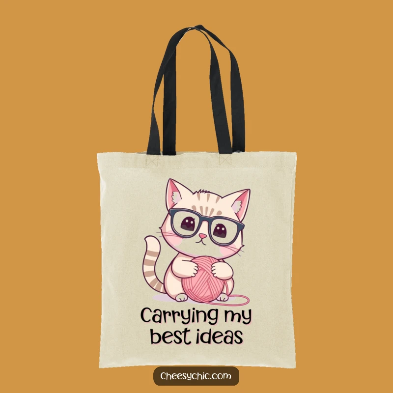Funny Intellectual Cat Tote Bag - Carry Your Books & Laughs in Style