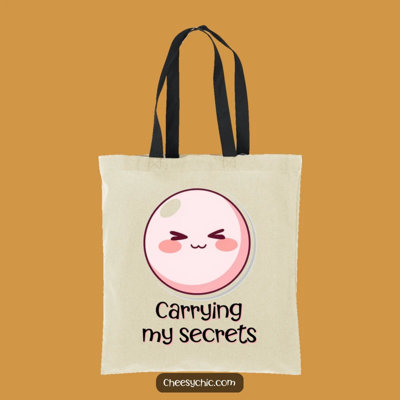 Funny Mischievous Pink Character Tote Bag - Cheeky Winking Accessory for Daily Fun