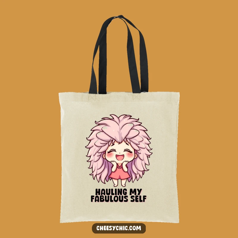 Funny Giggling Wig Character Tote Bag: Carry Your Laughter Everywhere
