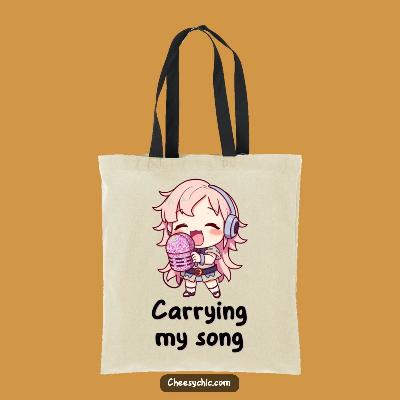 Funny Glitter Microphone Singer Tote Bag: Carry Your Talent, Gift Accessory