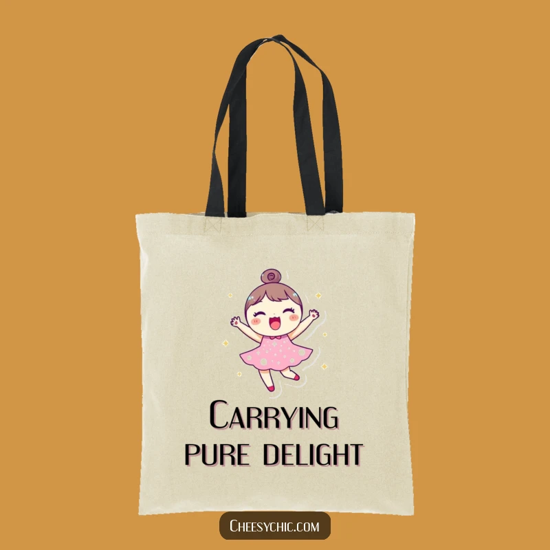 Funny Sparkle Dress Character Tote Bag - Joyful Shopping Bag for Fun Outings