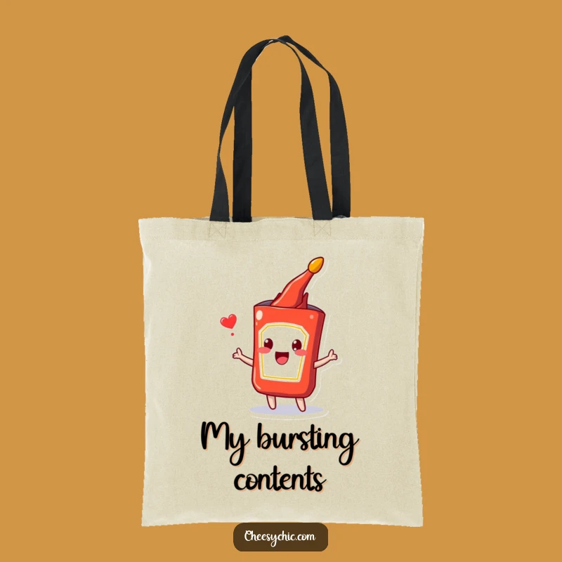 Funny Ketchup Burst Tote Bag: Happy Packet Popping Style, Great Funny Accessory Gift